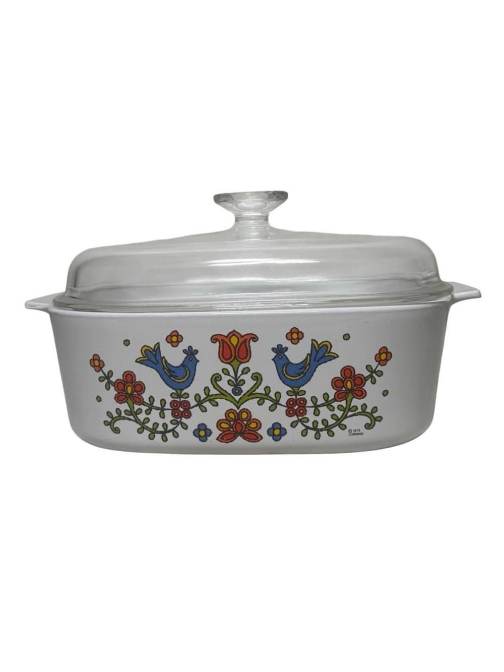 Corning Ware Casserole Dish Country Festival Friendship Birds Pyrex Lid 4 Quart
